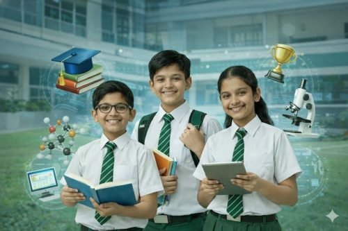 Middle school students in innovation lab at IDPS Nandyal